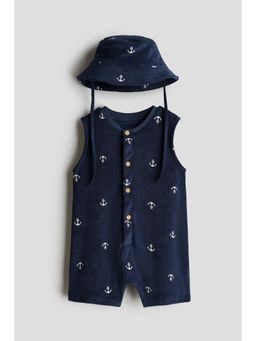 H&M - Boys Blue 2-Piece Printed Terry Set