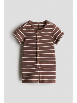 H&M - Boys Brown Textured Jersey Romper Suit
