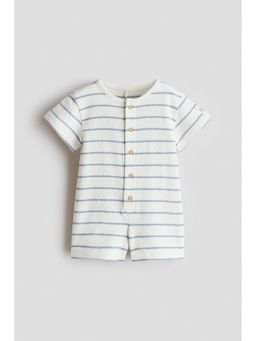 H&M - Boys White Textured Jersey Romper Suit