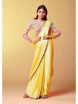 PHATAKAA - Yellow Silk Saree without Blouse
