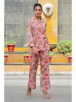 Vaasva Jaipur - Women Pink Printed Shirt with Printed Pant (Set of 2)