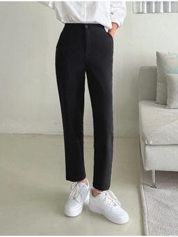 BROADSTAR - Women High-Rise Stretchable Black Color Straight Fit Comfort Fit Trousers