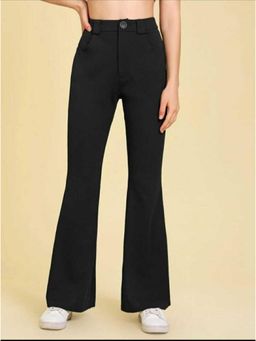 BROADSTAR - Women High-Rise Stretchable Black Color Flared Bootcut Trousers