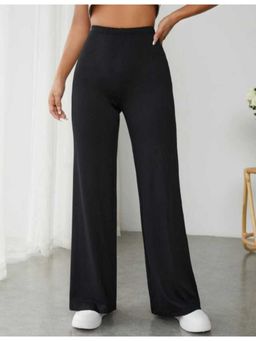 BROADSTAR - Women High-Rise Stretchable Black Color Straight Fit Korean Trousers
