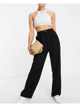 BROADSTAR - Women High-Rise Stretchable Black Color Straight Fit Korean Trousers