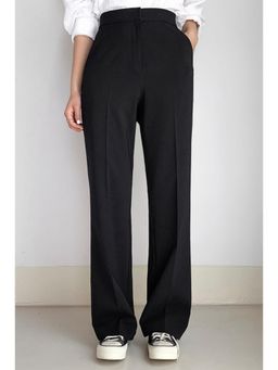 BROADSTAR - Women High-Rise Stretchable Black Color Straight Fit Trousers