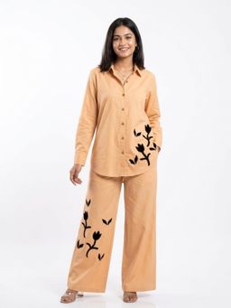 Autumnlane - Orange Embroidered Collar Neck Co-ord Set