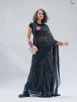 Suta - Black Embroidered Saree Without Blouse