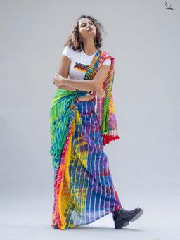 Suta - Multi-Color Stripes Saree Without Blouse