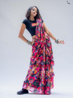 Suta - Multi-Color Floral Saree Without Blouse