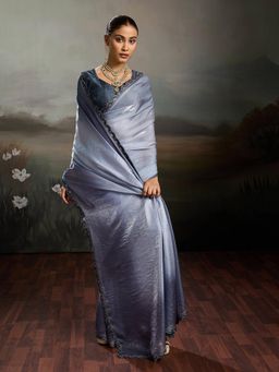Sedora Couture - Grey Ombre Saree with Unstitched Blouse