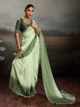 Sedora Couture - Olive Ombre Saree with Unstitched Blouse