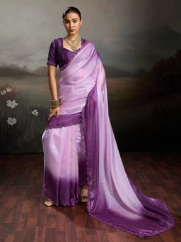 Sedora Couture - Purple Ombre Saree with Unstitched Blouse
