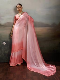 Sedora Couture - Pink Ombre Saree with Unstitched Blouse