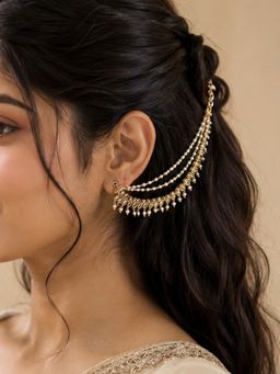 Fida - Gold Pearl Embellishment Women Ethnic Ear Chain
