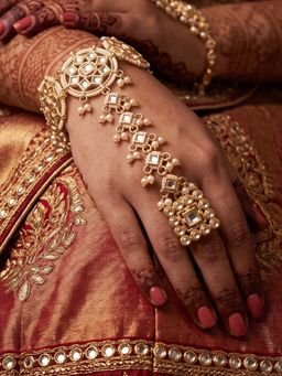Fida - Gold Kundan Embellishment Women Ethnic Haathphool