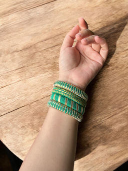 Jewelwati - Set Of 4 Emerald Green Bangles