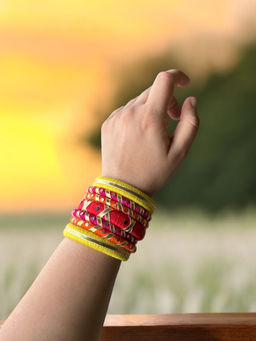Jewelwati - Sunset Multicolour Thread Bangles