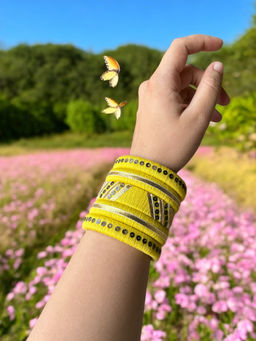 Jewelwati - Yellow Crush Bangle Stack