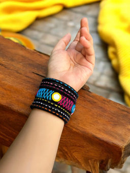 Jewelwati - Set Of 7 Black Bangles