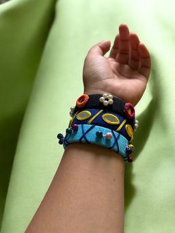 Jewelwati - Set Of 3 Handmade Fabric Bangles