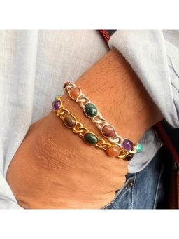 ZARIIN - 7 Gemstones Chakra Balancing Bracelet, For Men Set Of 2