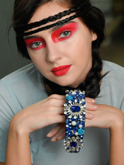 Odette - Floral Purple with Beads Hairband