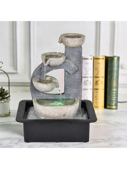 HomeTown - Impression Polyresin Semi Arc Bowl Fountain 30X40Cm In Grey Colour