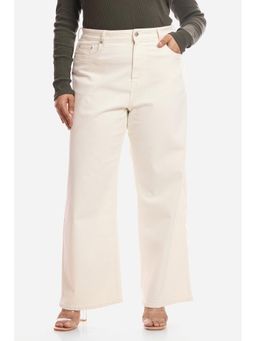 Virgio - Solid Cotton Wide Leg High Rise Jeans for Women