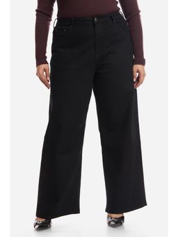 Virgio - Solid Cotton Wide Leg High Rise Plus Size Jeans for Women