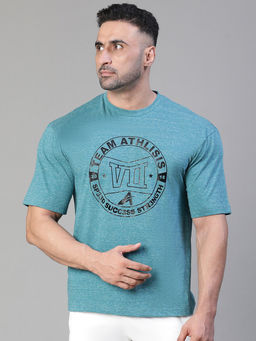 Athlisis - Men Typography Printed Bio Finish Oversized T-Shirt