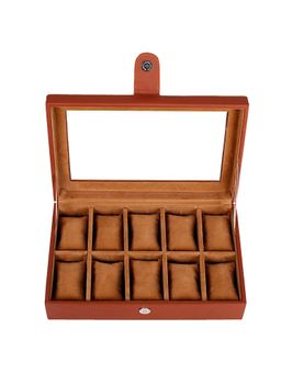Leather World - 10 Slots Watch Box Organizer for Men and Women with Transparent Display
