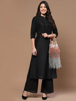 Anekaant - Droop Coral Chevron Embellished Faux Silk Potli