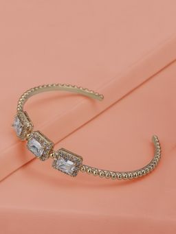 Carlton London - Premium Gold Toned Cubic Zirconia Studded Gold-Plated Cuff Link Bracelet