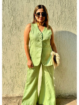 RAISHAA - Olive Linen Waist Coat