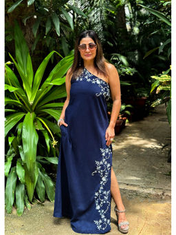 RAISHAA - Navy Blue Ivy Linen Maxi Dress