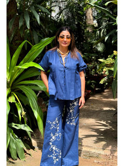 RAISHAA - Blue Santorini Linen Co-Ord (Set of 2)