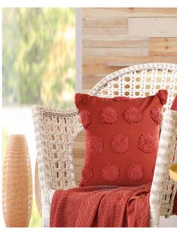 Sashaa World - Coral Tufted Dots Cushion Cover (18x18 inches)