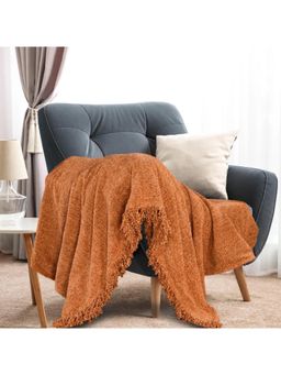 Sashaa World - Soft Rust Chenille Throw & Cushion Cover Set