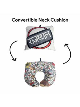 Indigifts - Convertible Neck Pillow For Travel, Rajasthan Design 2 In One Pillow (12x18 inches)