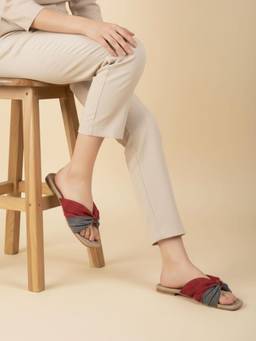 Inc.5 - Womens Maroon Casual Embellished Open Toe Flats