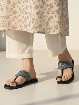 Inc.5 - Womens Black Casual Embellished One Toe Flats