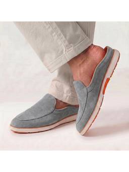 HAYES LONDON - Grey Italian Suede Leather Mules