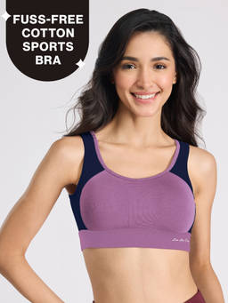 Nykd by Nykaa - Mid Impact Everyday Cotton Racerback Sports Bra with Removable Cups NYK904 D Mauve