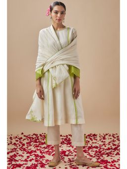 Cupid Cotton - Ivory Dupatta with Green Detailing
