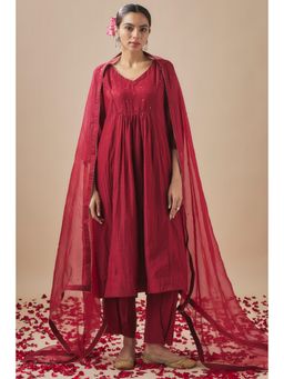 Cupid Cotton - Scarlet Kurta with Pants and Dupatta (Set of 3)