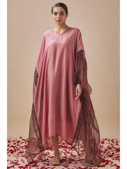Cupid Cotton - Pink Kaftan with Organza Detailing and Inner (Set of 2)