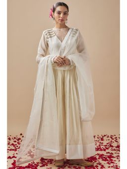 Cupid Cotton - Ivory Anarkali with Pants and Dupatta (Set of 3)