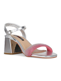 Bata - Women's Casual Silver Block Sandal Heels