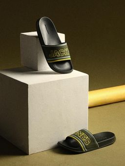 Jack & Jones - Olive Contrast Logo Pool Sliders